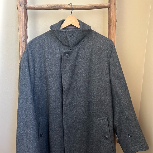 Burberrys Charcoal Button Front Lined Wool Trench Coat Size 52 Short - Picture 3 of 13